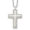 Chisel Stainless Steel Polished and Textured Cross Pendant on a 24" Box Chain Necklace - 2 of 4