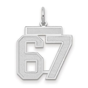 Black Bow Jewelry 14k White Gold, Jersey Collection, Medium Number 67 Pendant - 1 of 3