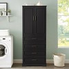 Rbied 29.92 in. W x 15.67 in. D x 72.20 in. H Wood Linen Cabinet Storage Cabinet with 3 Drawers, Adjustable Shelves - 3 of 4