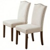 Zeus & Ruta Modern Armless Dining Chairs with Upholstered Fabric, Nailhead Trim & Wood Legs - Set of 2 - 2 of 4
