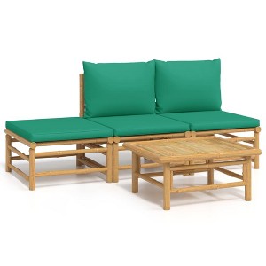 vidaXL Garden Lounge Set Green, Natural Bamboo Bamboo Medium Modular - 1 of 4