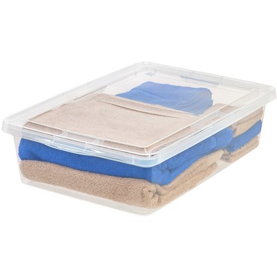 Clear Plastic Stackable Storage Boxes with Lids, 28 Qt, 10 Pack