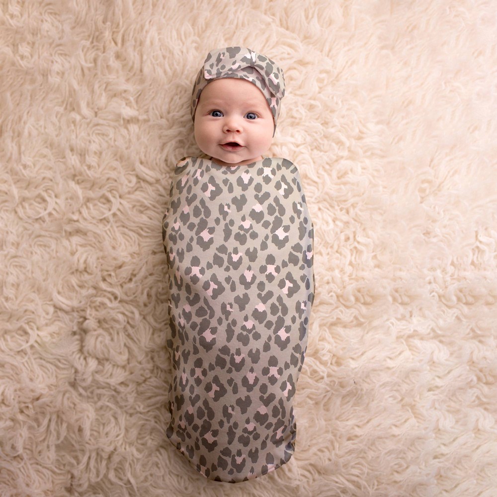Photos - Children's Bed Linen Itzy Ritzy Cutie Cocoon and Hat Swaddle Wrap - Leopard - 2 Each 