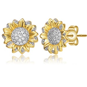 Guili Rhodium and 14K Gold Plated Cubic Zirconia Stud Earrings for Everyday Wear, Combining Durability, Style, and Sparkling Elegance - 1 of 3