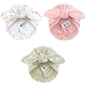 Hudson Baby Infant Girls Turban Cotton Headwraps, Pastel Wildflower, 0-24 Months - 1 of 4