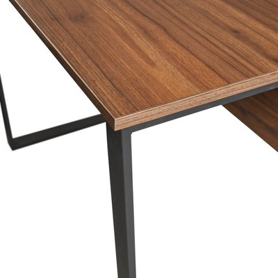 Carlyle 30" Dark Coffee Modern Industrial Computer Desk with Black Metal Legs