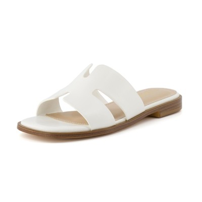 CUSHIONAIRE Voyage Cutout Strap Slides for Women, Slip On Summer Flats, Trendy Footwear, Comfortable Vacation Style Sandals for Women 2025