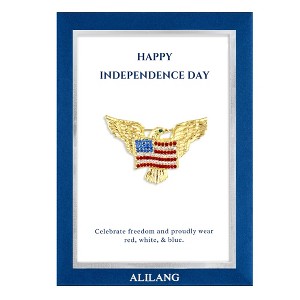 Anna-Kaci Golden Tone Bald Eagle Flag Brooch Pin with Gift Message Card & Envelope Jewelry Gifts - 1 of 4