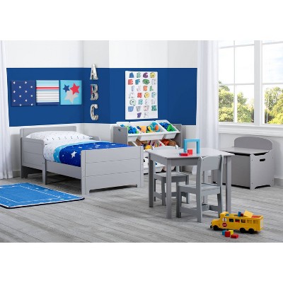 Gray Wooden Kids Table and Chair Set with Rubber Feet