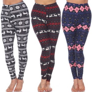 Women's Pack of 3 Leggings - One Size Fits Most - White Mark - 1 of 1