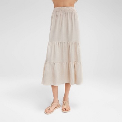 Women's Wide Shirred Waistband A-Line Skirt - Wild Fable™ Cream 2X