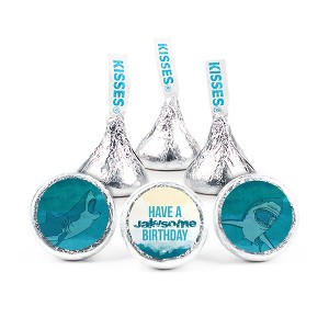 324ct Shark Birthday Party Stickers for Hershey's Kisses Kid's Favors, Party Supplies - DIY - Candy Not Included - By Just Candy - 1 of 2