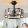 Rennnsan Mirovia 18"W 4-Light Drum Glass Mid-Century Modern Dimmable Flush Mount Ceiling Fan in Black - 4 of 4