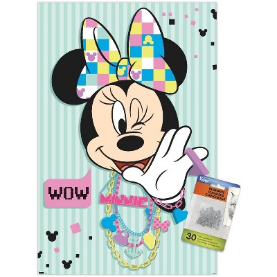 Trends International Disney Minnie Mouse - Wow Unframed Wall Poster Print  Clear Push Pins Bundle 14.725