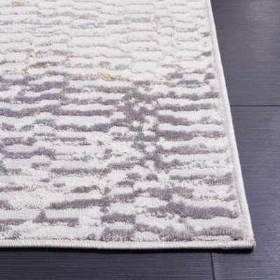 Gray and Beige Hand-Knotted Synthetic 4' x 6' Area Rug