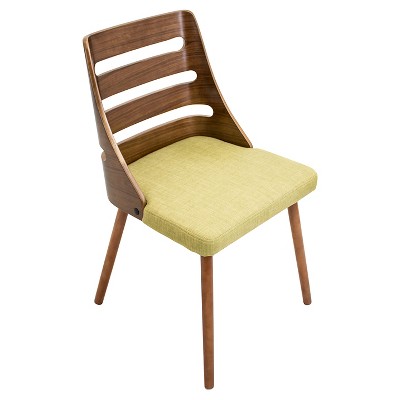 Green Upholstered Walnut Ladderback Side Chair