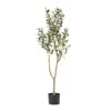 Maggift Artificial Plant 6FT Artificial Olive Tree Faux Decorative Plant in Nursery Pot for Indoor with Black Pot, Green, 19"*15"*47" - 2 of 4