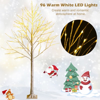 6ft White Birch Artificial Christmas Tree with Warm LED Lights