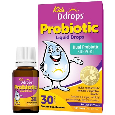 Ddrops Kids' Liquid Probiotic for Healthy Immune and Digestive System - 0.25 fl oz/30 Servings