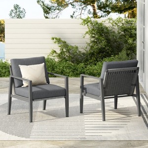KTMBDW Patio Lounge Chair Outdoor Aluminum Furniture, Modern Chair with Comfy Cushions and Sleek Rope Accents for Garden - 1 of 4