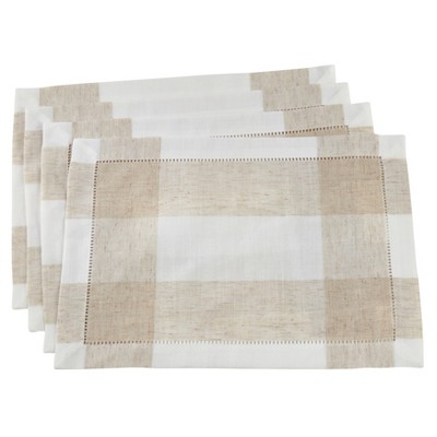 Saro Lifestyle Hemstitch Placemat (Set of 4 pcs), Ivory