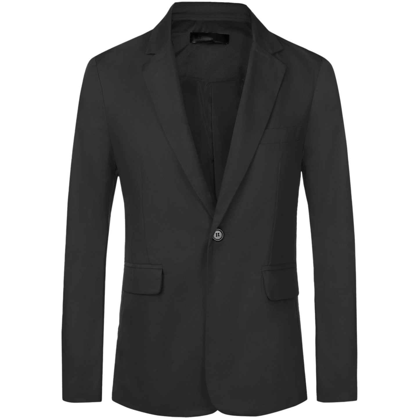 Мужской пиджак INSPIRE CHIC One Button Notched Lapel Solid Color Business Blazer Black, цвет: Чёрный — фото 1