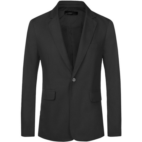 Мужские пиджаки INSPIRE CHIC Men's One Button Notched Lapel Solid Color Business Blazer Black X-Large