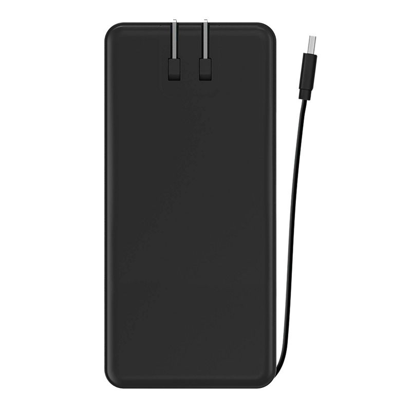 myCharge Amp Prong Max 20000mAh/12W Output Power Bank with Integrated Charging Cable - Black, 1 of 7