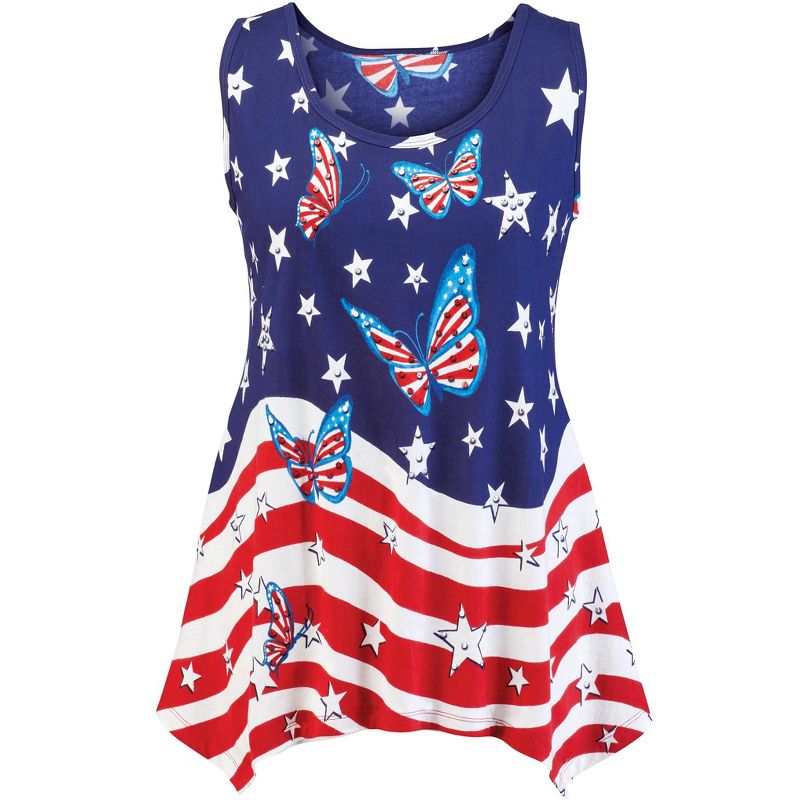 Collections Etc Stars Stripes & Butterflies Tunic, 3 of 5