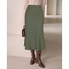 Cheetah Print Satin Midi Skirt - Women's High Waist A-Line Skirt with Elastic Waistband Army Green - 2 of 4