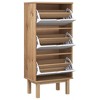vidaXL Shoe Cabinet Brown and White Solid Pine Wood and Engineered Wood - 3 of 4
