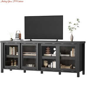 PB Board and MDF Board Sliding Clear Glass TV Cabinet Set w/ Large Size, Push-Pull Type Easy Assembly - 1 of 4