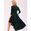 INSPIRE CHIC Women's Velvet Long Sleeves Crew Neck A Line Zipper Cocktail Party Midi Dress - 3 of 4