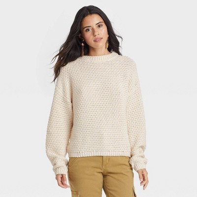 Women's Crewneck Pullover Sweater - Universal Thread™ Cream M