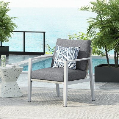 Modern Patio Chaise Lounges, Chaise Lounges with Sleek Rope Accents and Aluminum Frame, Lounge Chair with PE Cushions-Coolbibila