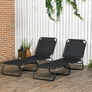TiramisuBest Set of 2 Folding Chaise Lounges with 6-Position Reclining Back, Breathable Mesh Seat & Headrest for Pool/Beach/Yard/Patio (Green) - 1 of 4