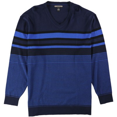 Alfani Mens Bold Pop Striped V-Neck Pullover Sweater