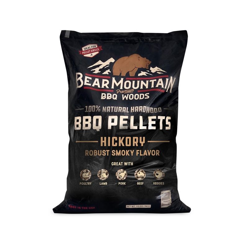 Bear Mountain FB14 Premium All Natural Low Moisture Hardwood Smoky Hickory BBQ Smoker Pellets for Outdoor Grilling, 40 Pound Bag (3 Pack), 2 of 7