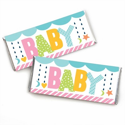 Big Dot of Happiness Colorful Baby Shower - Candy Bar Wrapper Gender Neutral Party Favors - Set of 24