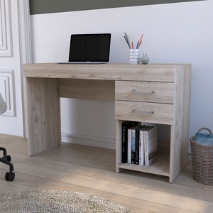 Sapphtopaz 47.2" Writing Desk with 2 Drawers Modren Computer Desk with Open Bottom Shelf Wood Office Desk Table for Bedroom, Study Room, Office - 1 of 4
