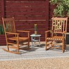 Outsunny Wooden Rocking Chair Set, Curved Armrests, High Back, Slatted Seat Outdoor Rocker Set - 3 of 4