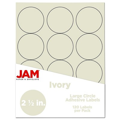 JAM Paper Circle Round Label Sticker Seals 2.5 Inch Diameter Ivory 120/Pack 147628590