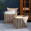 Gulches Square Palm Leaf Woven Wicker Storage Basket with Handles Set of 2£¬Black and Brown£¬ For Clothes, Books Storage, Picnic and Home Decoration - 2 of 4