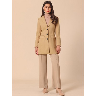 Женские куртки INSPIRE CHIC Women's Notched Lapel Single Breasted Long Winter Trench Coat Large Browns — фото 6