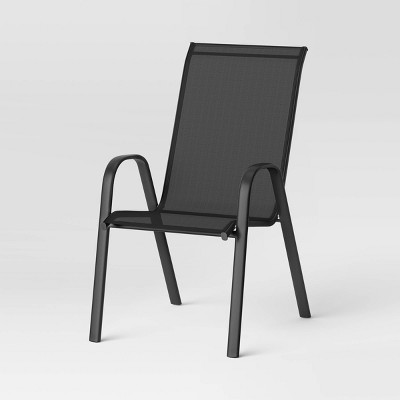 Sling Outdoor Patio Dining Chairs Stacking Chairs Dark Gray Room