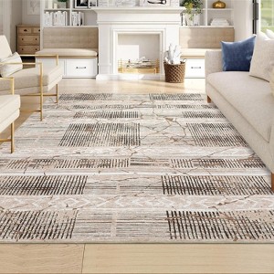 Area Rugs for Living Room, Machine Washable Rug Distressed Indoor Floor Carpet Marble Boho Farmhouse Rug for Bedroom Dining Room Playroom Office - 1 of 4