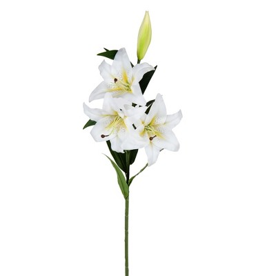 Vickerman 36'' Artificial White And Yellow Real Touch Lily Spray ...