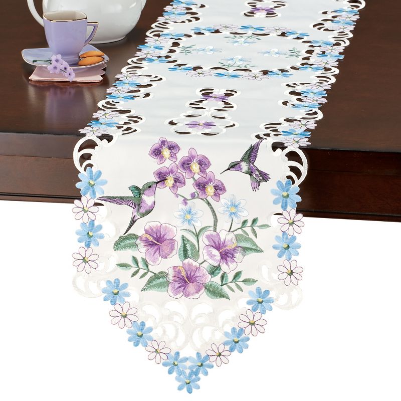 Collections Etc Floral Hummingbird Table Topper, 1 of 4