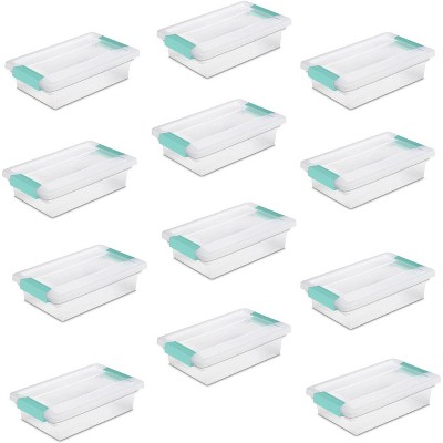 Sterilite Small Clip Box Clear Storage Tote Container with Latching Lid, 12 Pack