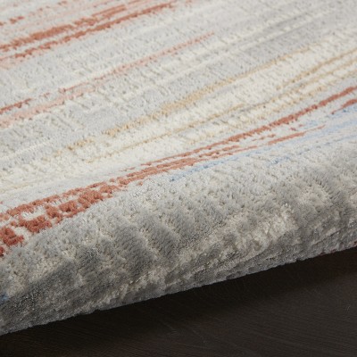 Ivory Multicolor Abstract Synthetic 5' x 7' Easy-Care Area Rug